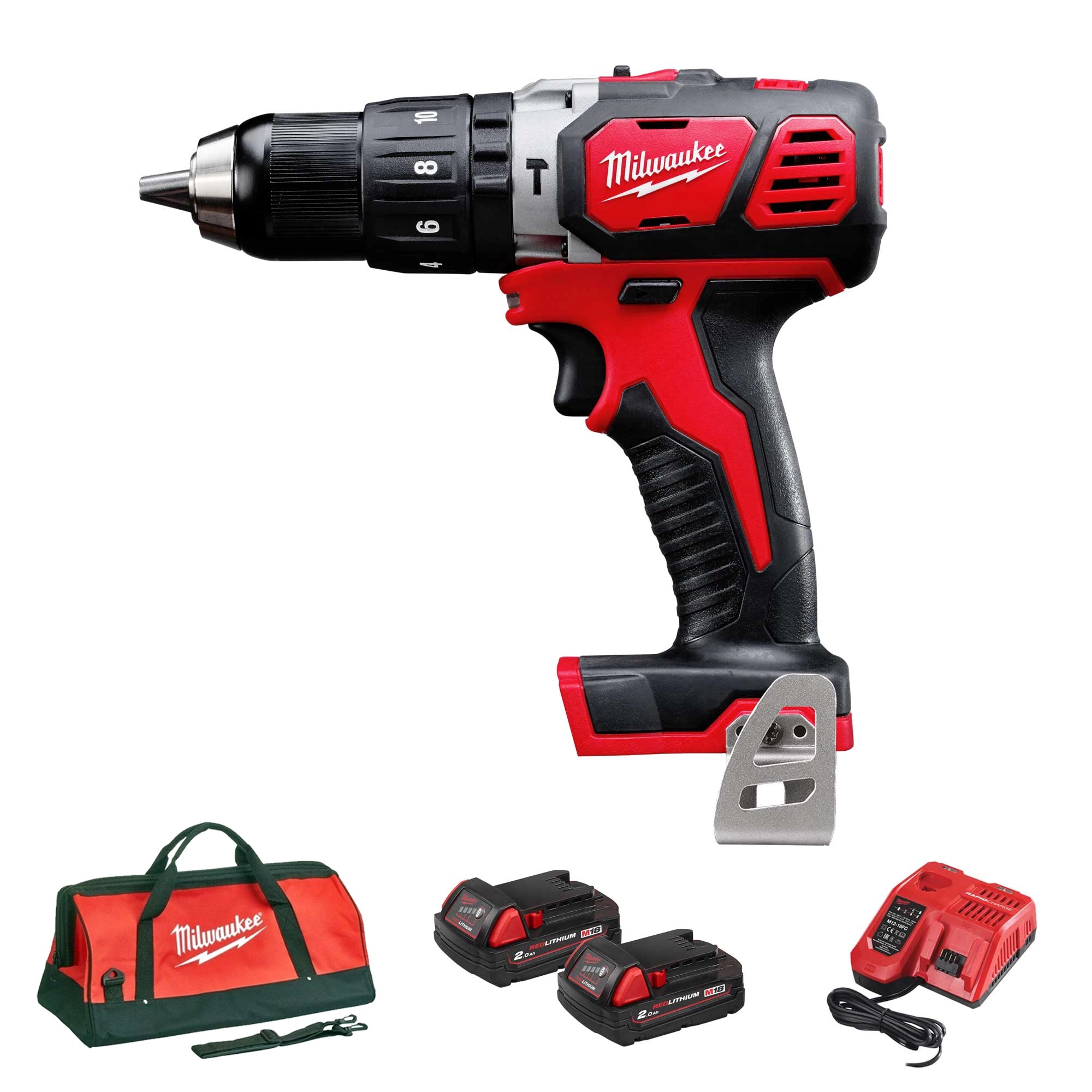 Trapano con percussione Milwaukee M18 BPD-202C 18V 2Ah