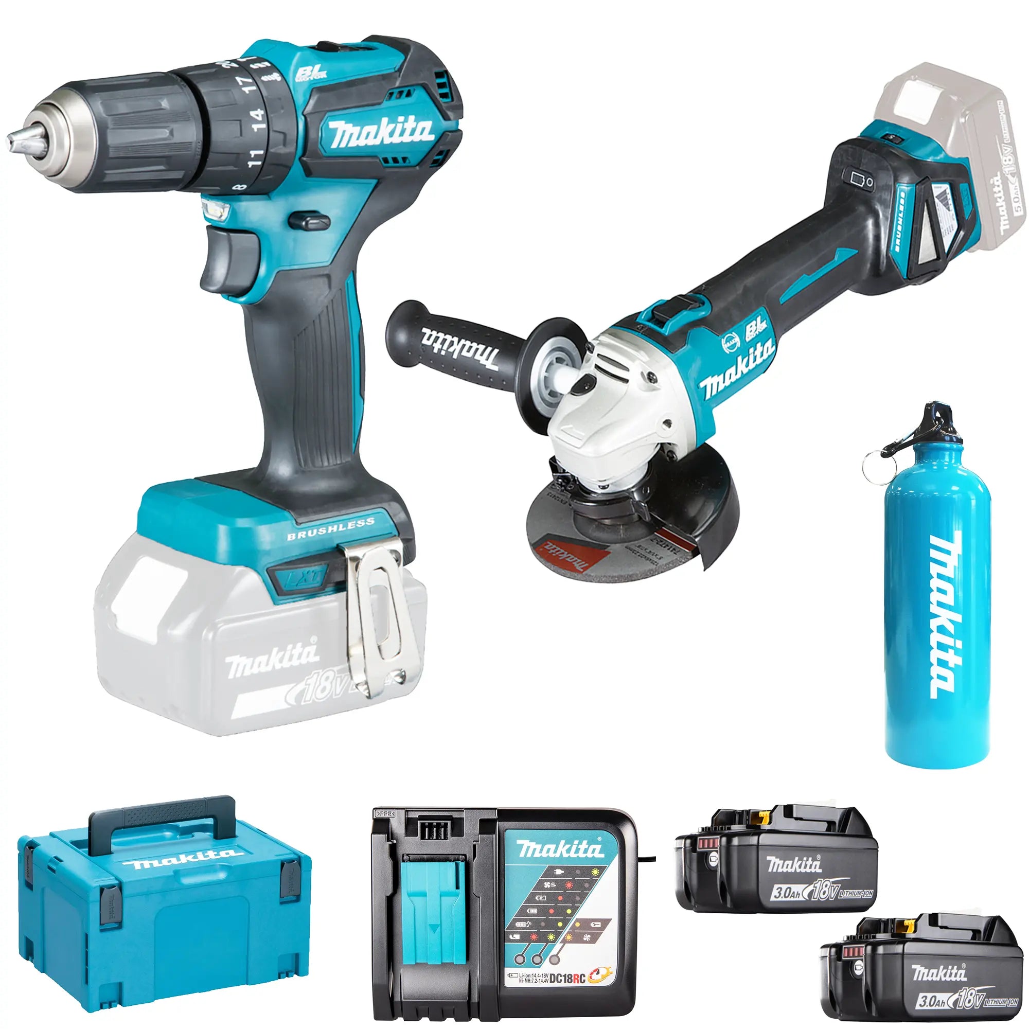 Combo Makita DGA513+DHP483 18V 3Ah